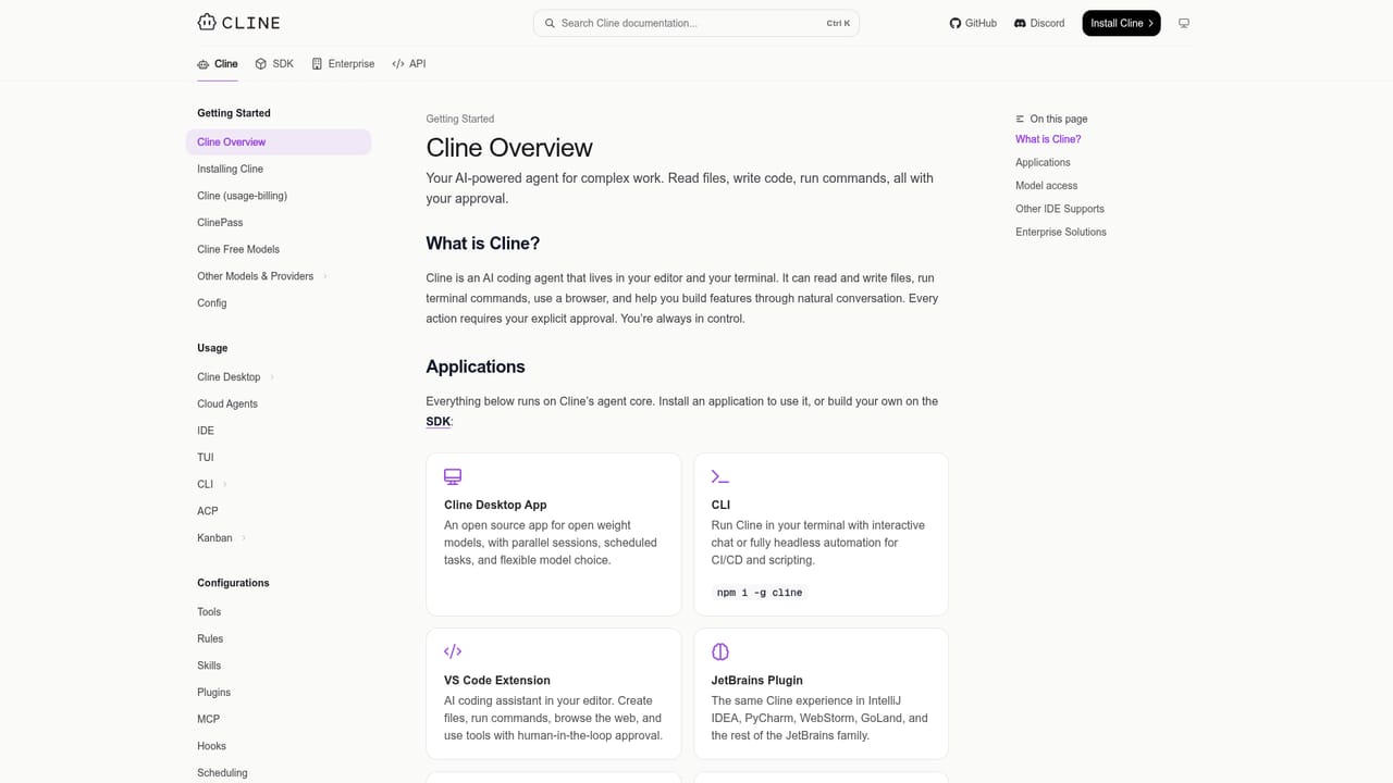 Cline — Add repository rules and tools
