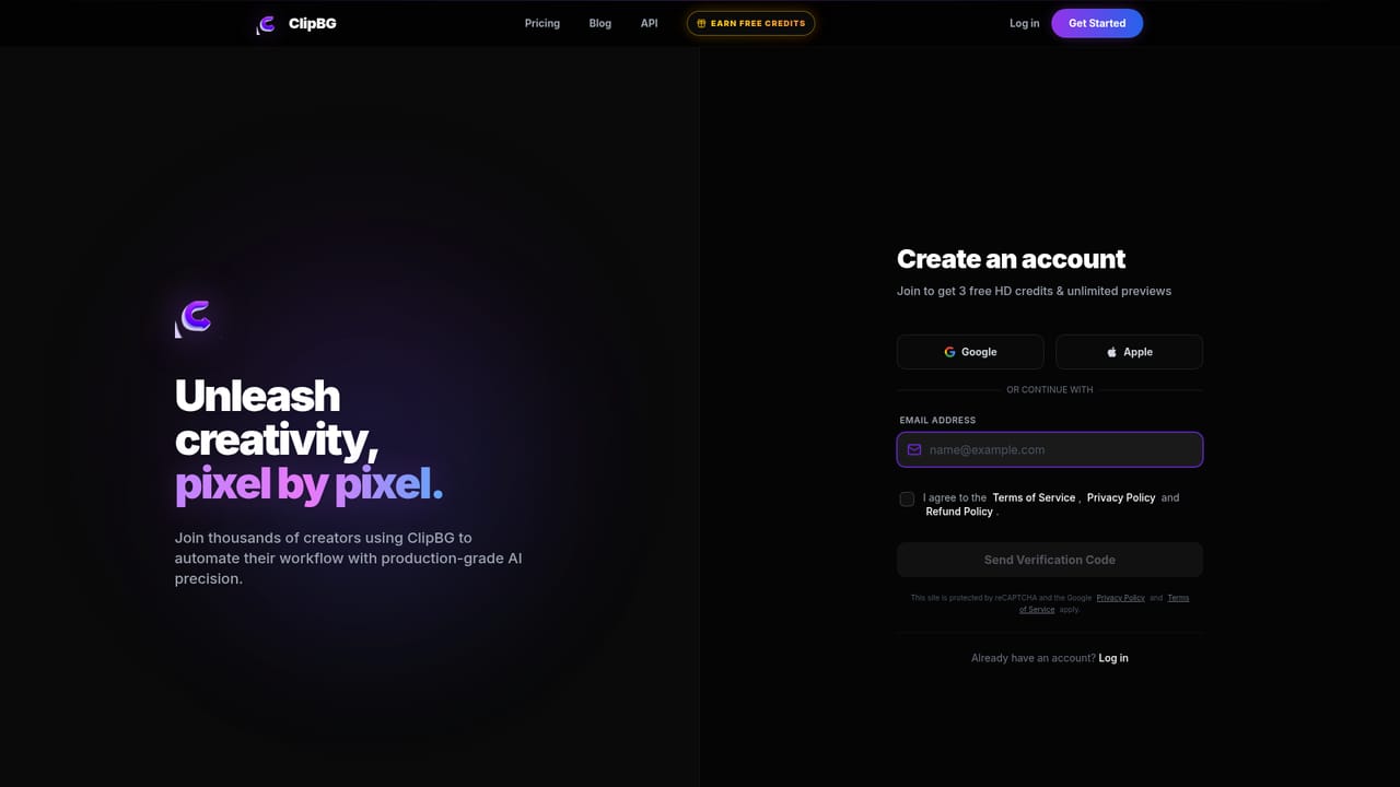 ClipBG — Create a free account