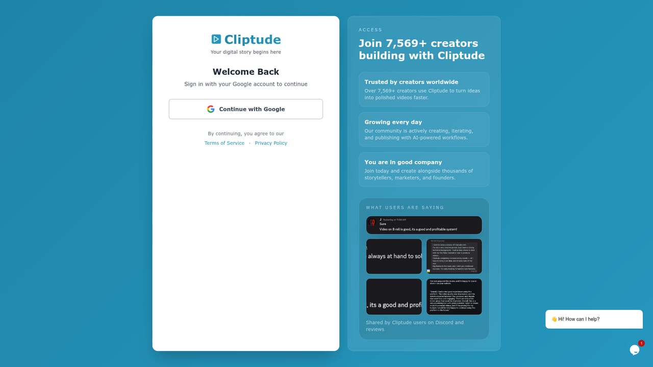 Cliptude — Create an account