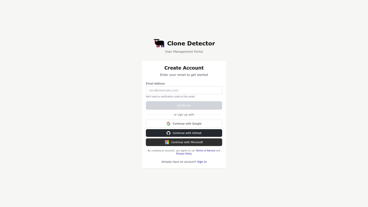 Clone Detector — Create a free account