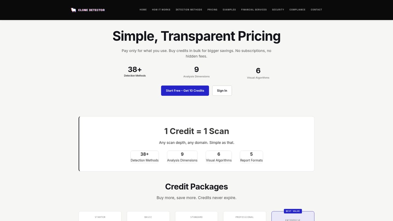 Clone Detector — Compare credit packages