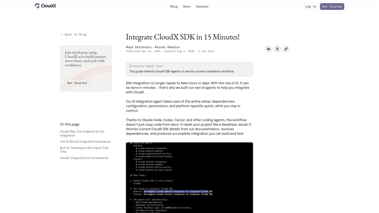 CloudX — Integrate the CloudX SDK
