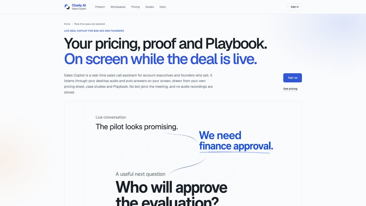 Cluely AI — Rehearse with an AI buyer