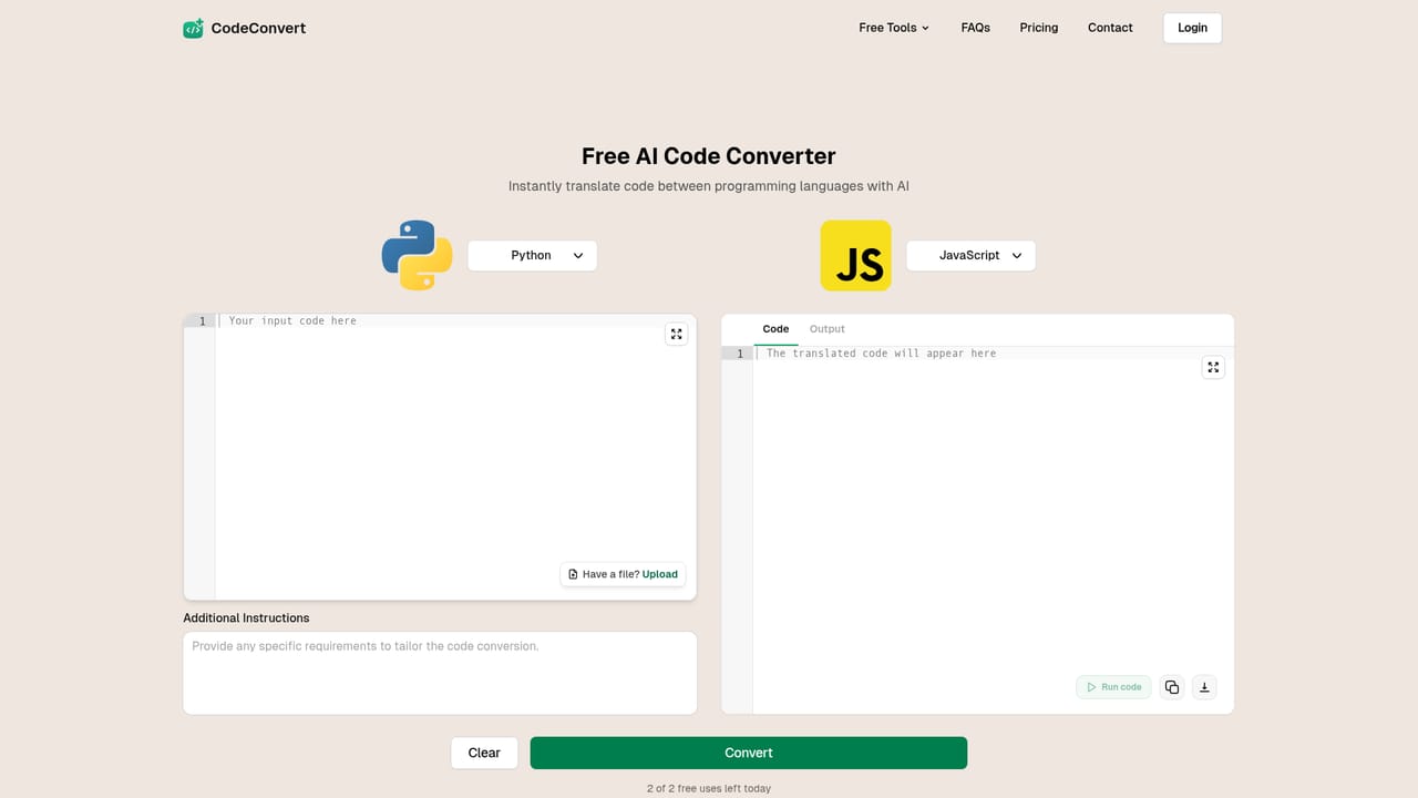 CodeConvert AI — Open the free converter