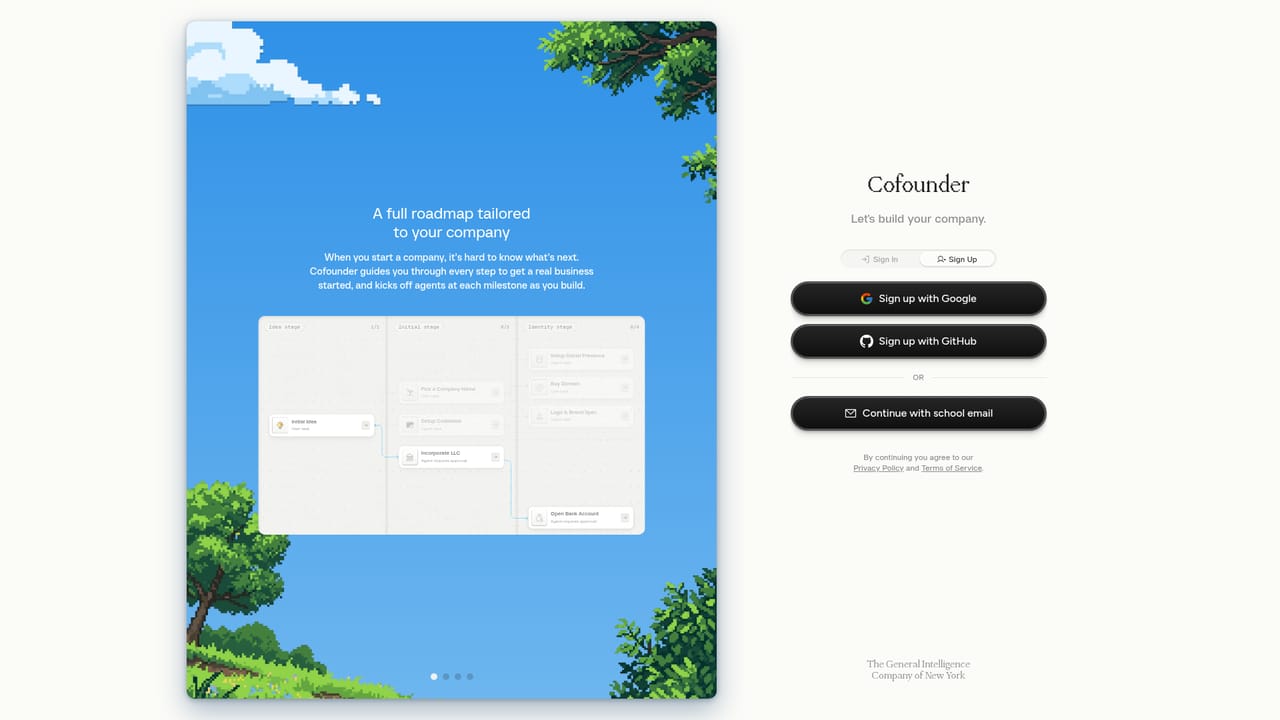Cofounder — Sign in and define your company