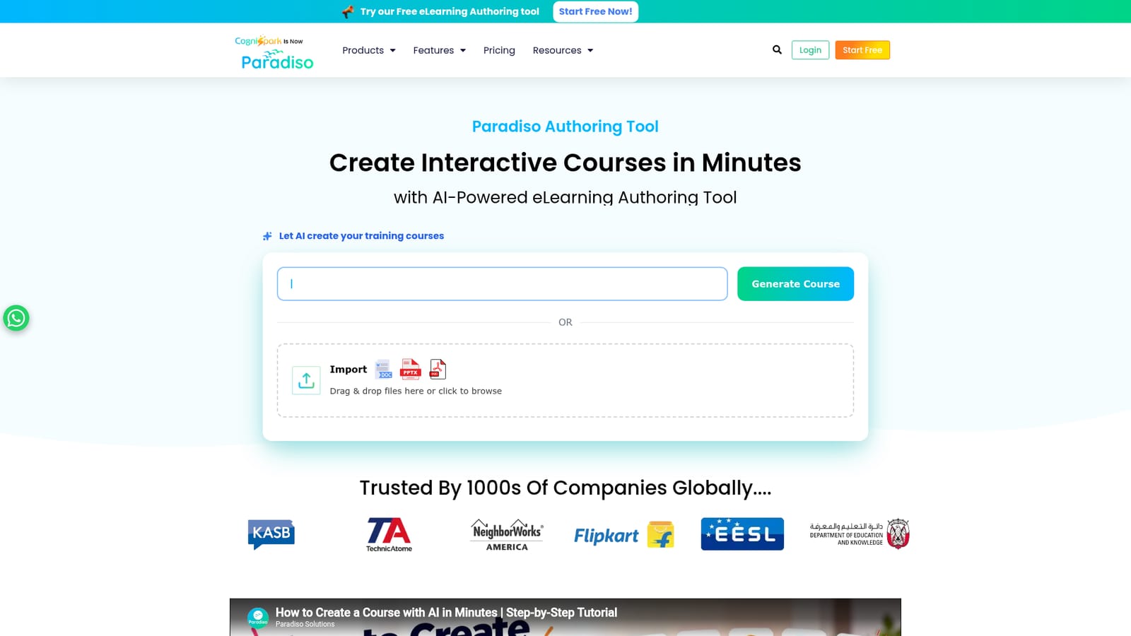 CogniSpark — Choose between a generated course and an import