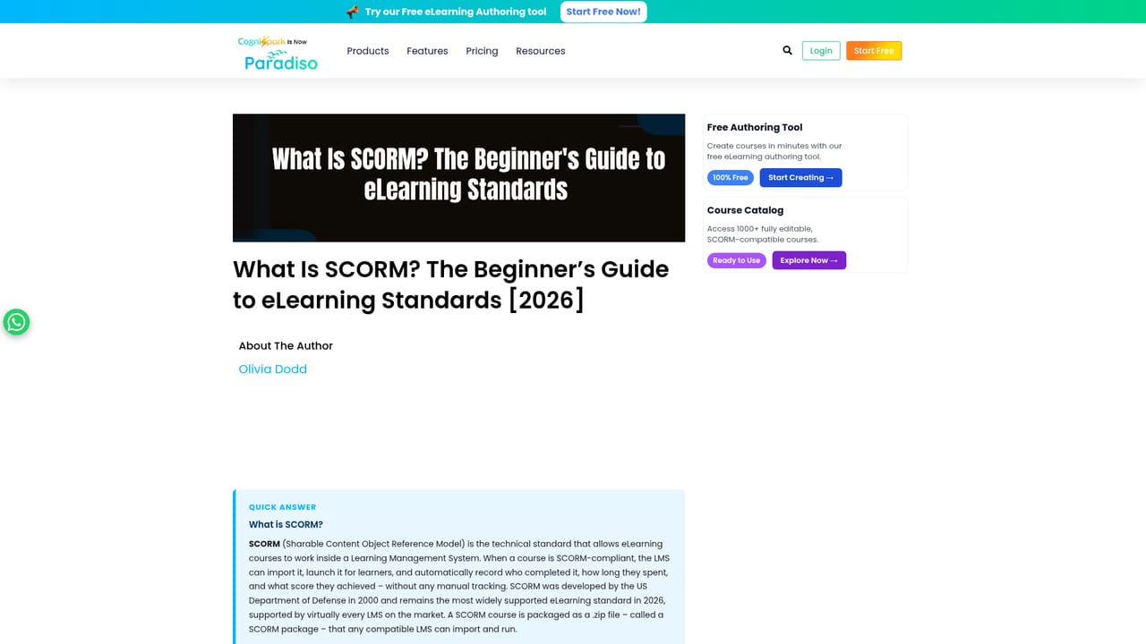 CogniSpark — Export SCORM and publish to your LMS
