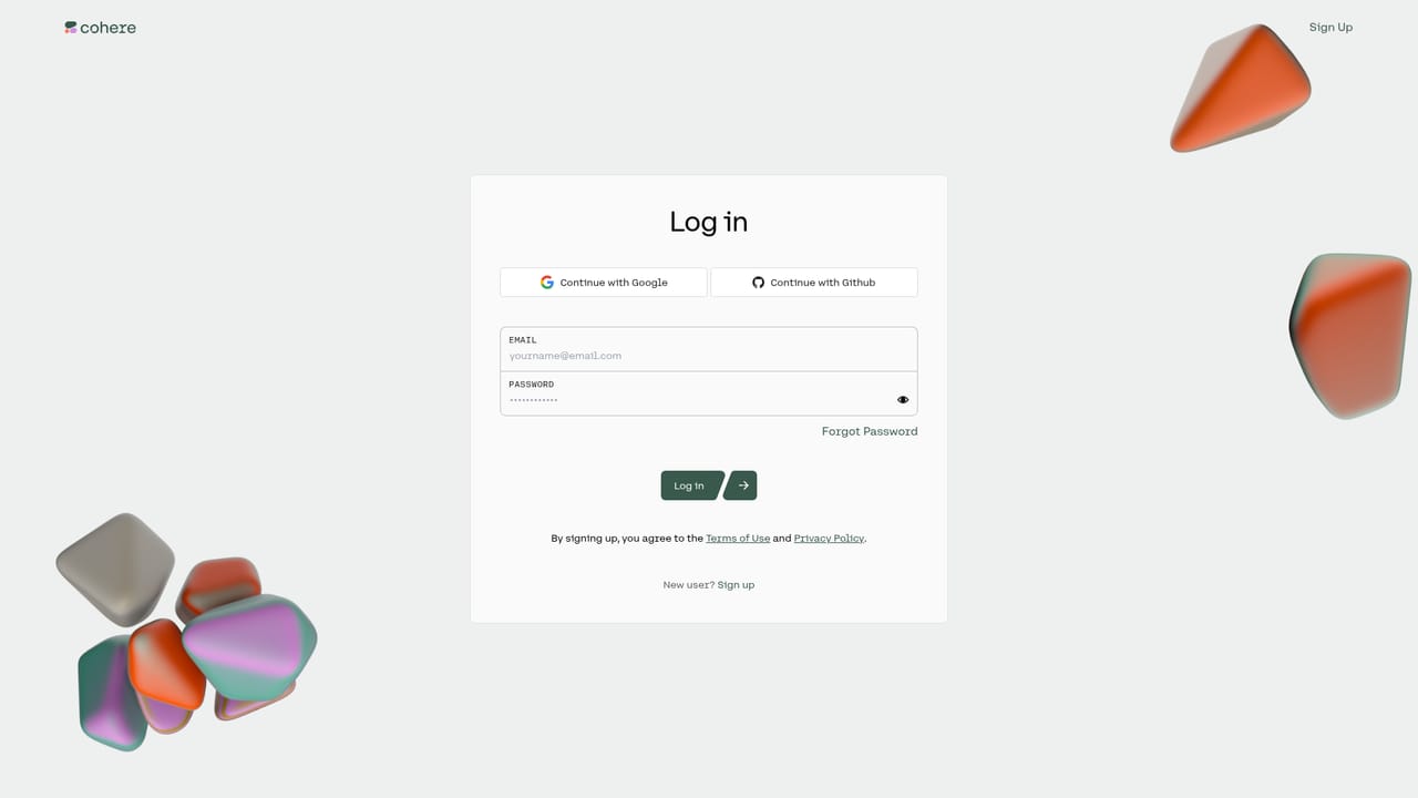 Cohere — Create a dashboard account