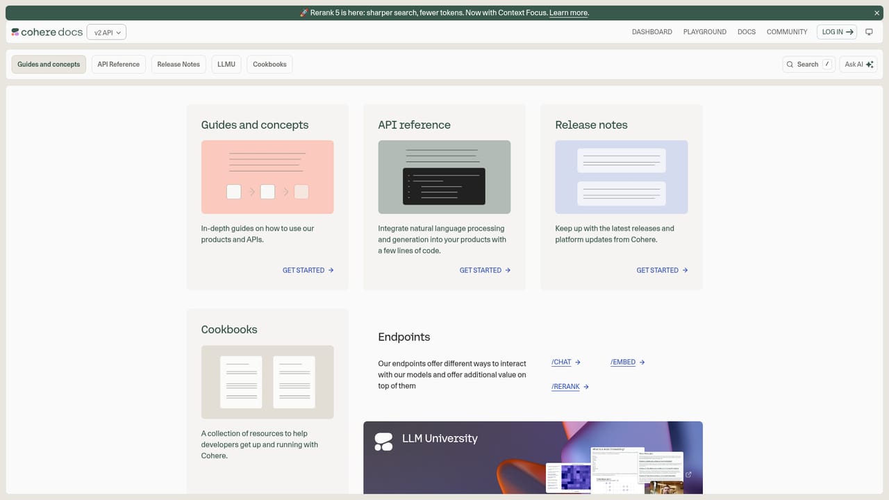 Cohere — Work through the developer docs