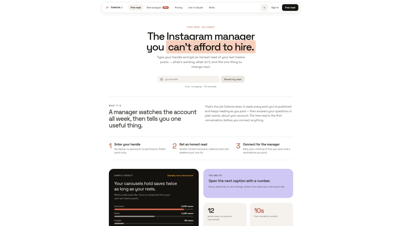 Colecta.ai — Get the free read without signing up
