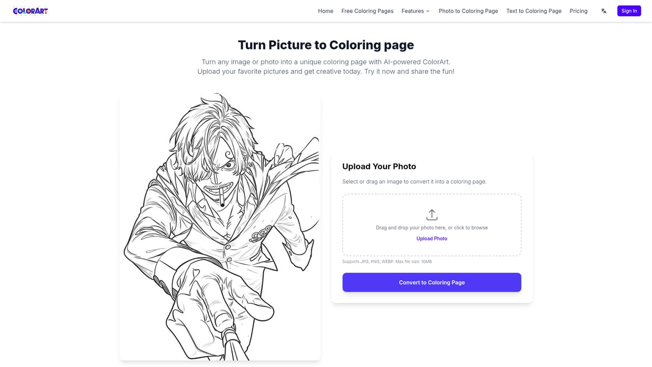 ColorArt AI — Describe a scene or upload a picture