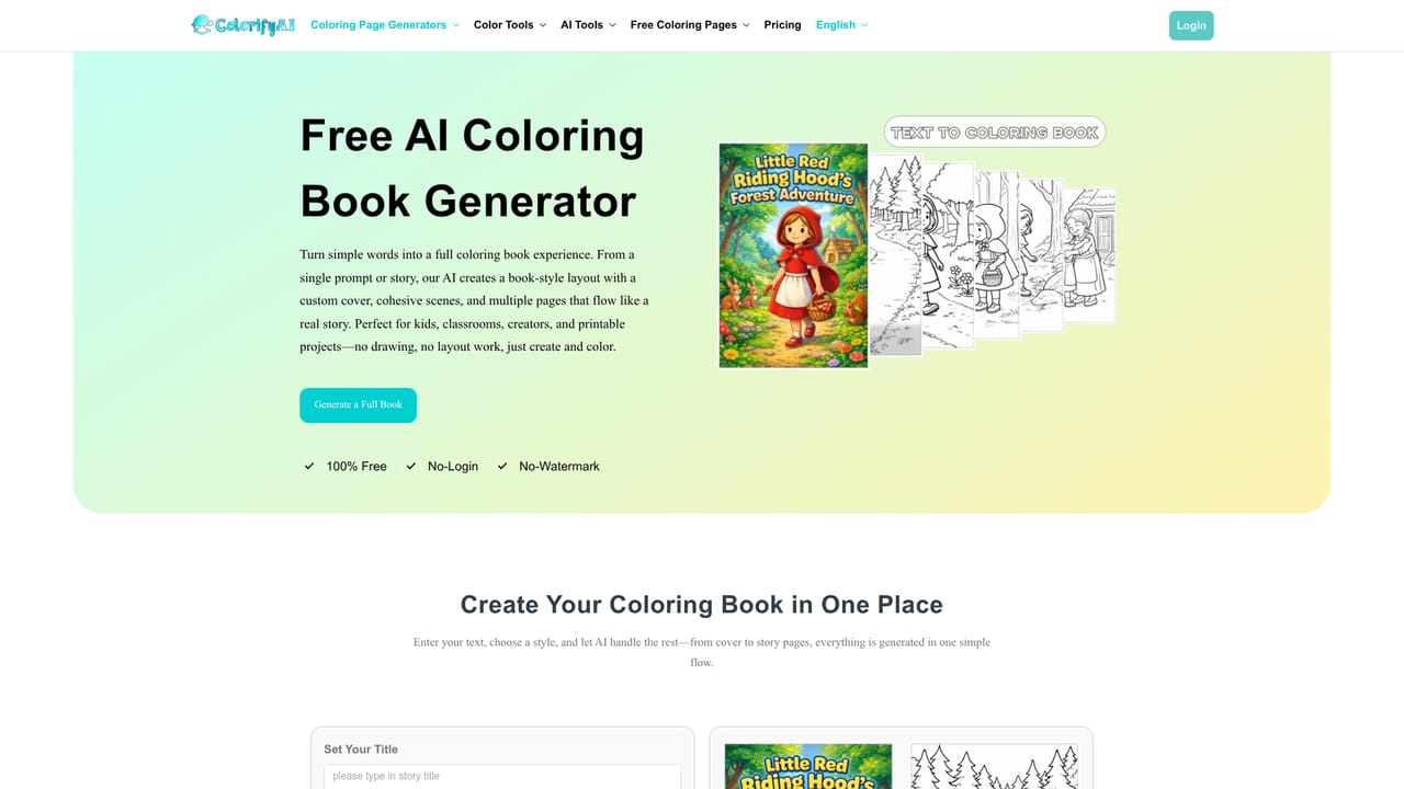 ColorifyAI — Build a full book or personalize a page