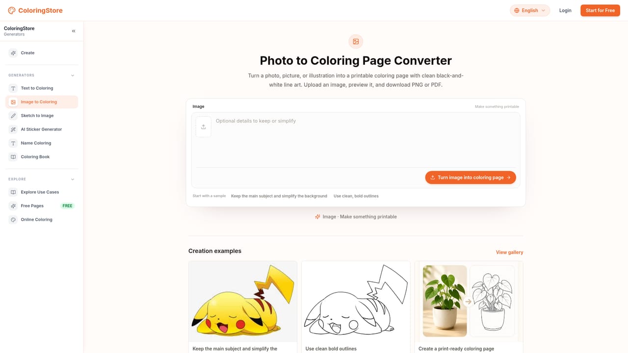 ColoringStore — Or convert a photo