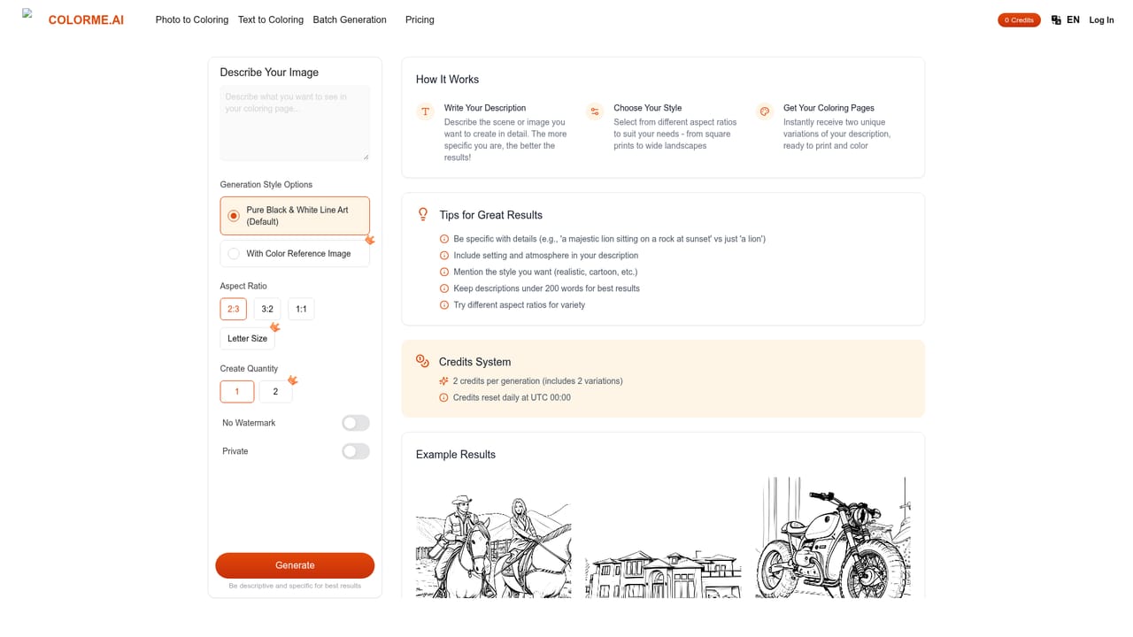ColorMe.ai — Or describe a design in text