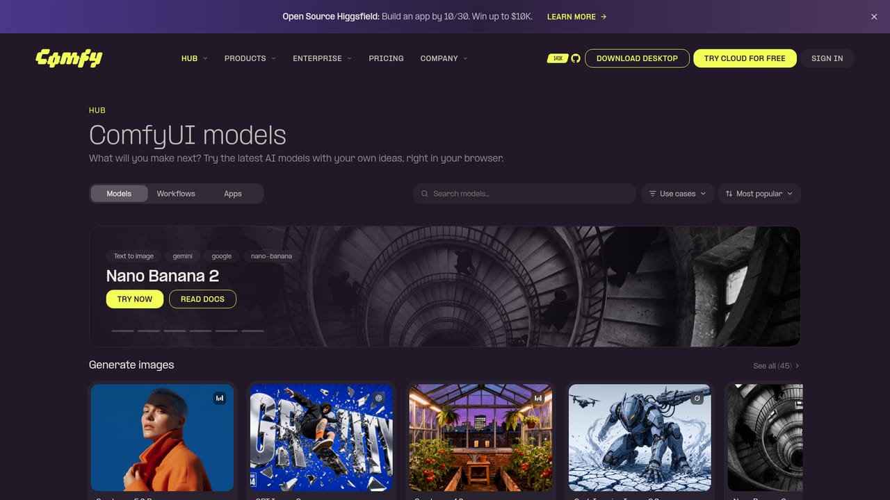 Comfy — Pick models from the Hub