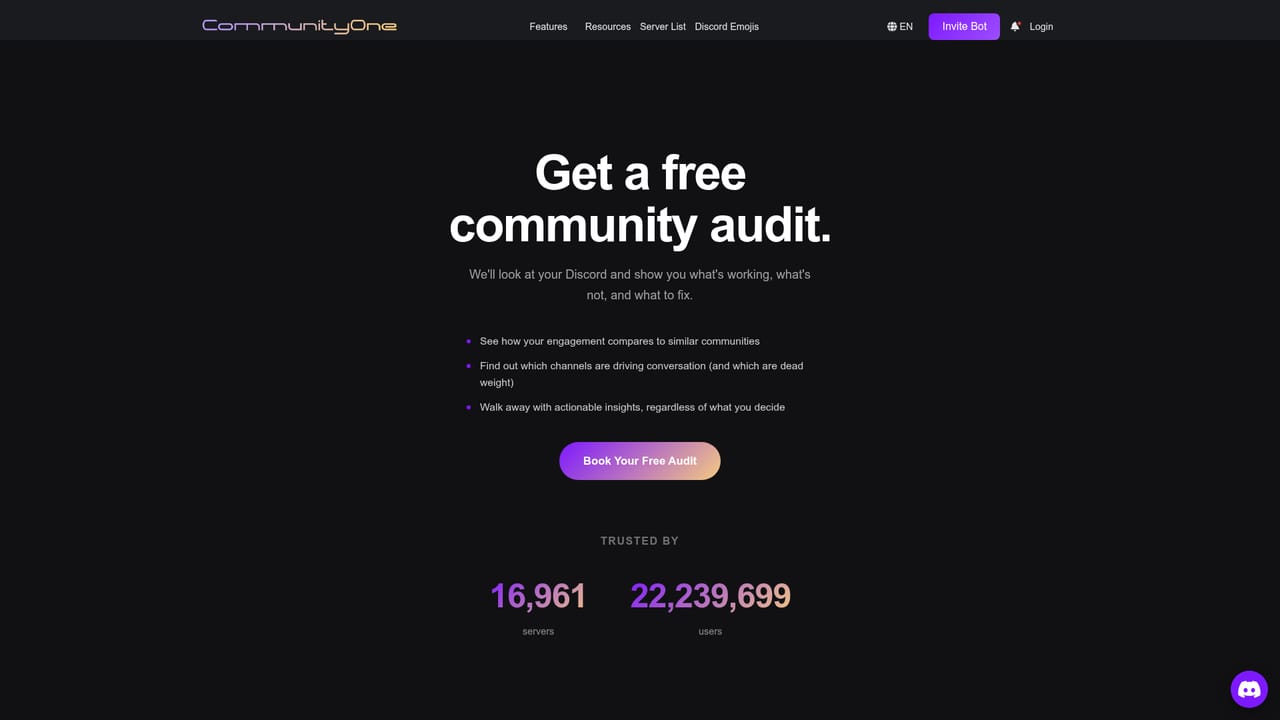 CommunityOne — Run a free community audit