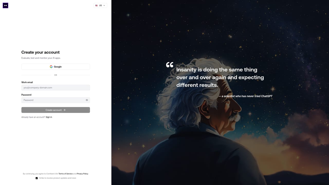 Confident AI — Create an account