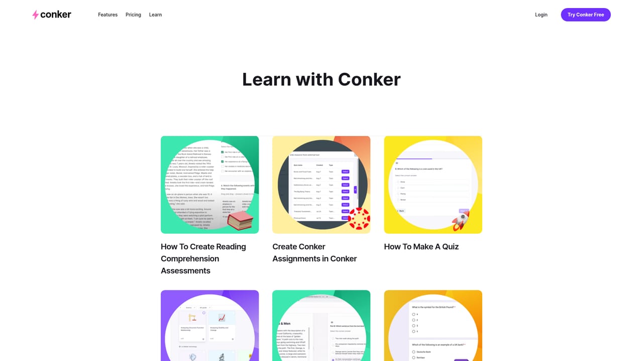 Conker — Pick standards or a ready-made quiz