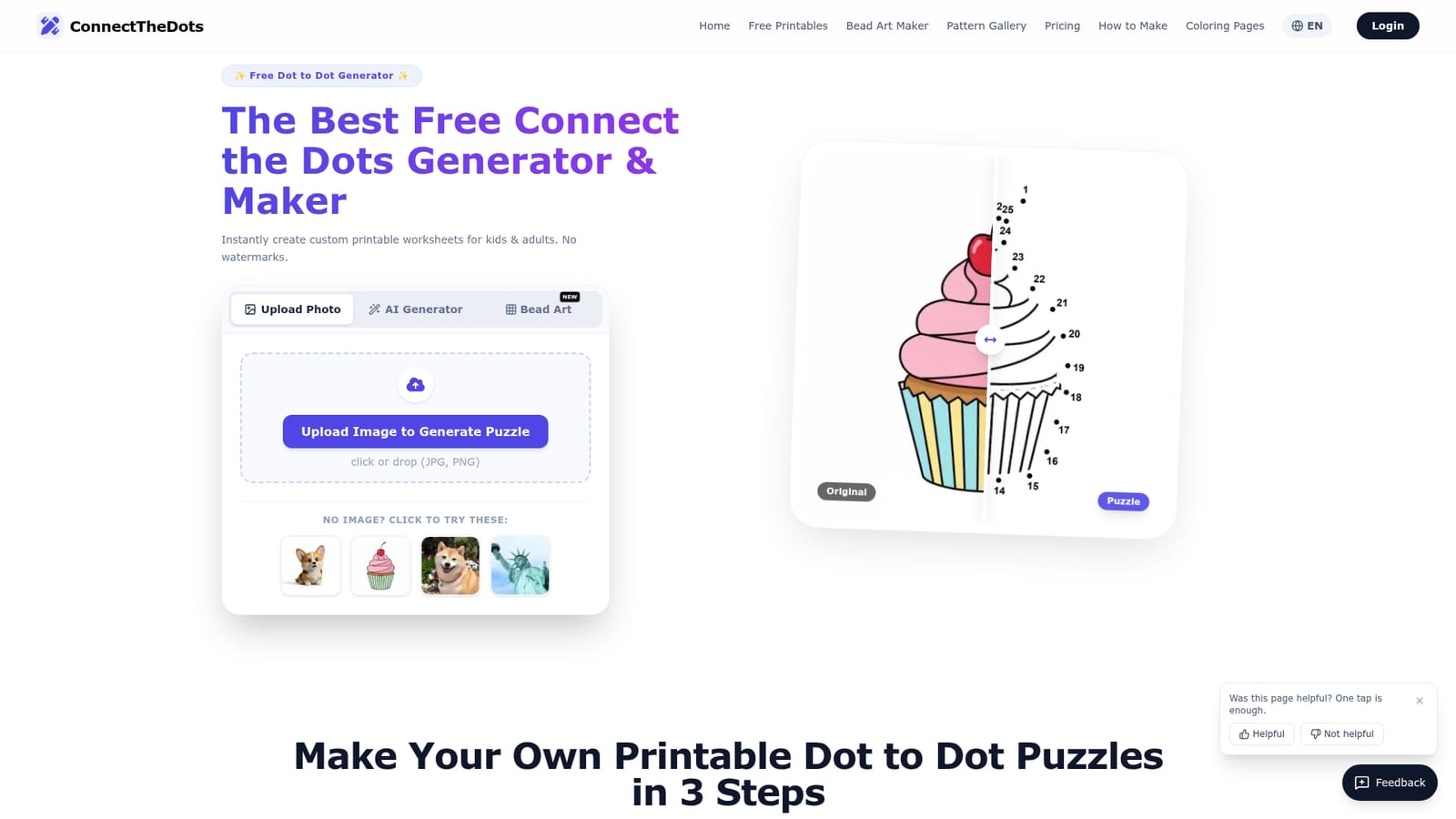 ConnectTheDots Generator — Upload an image