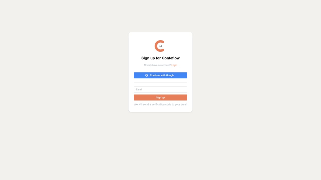 Conteflow — Create your account
