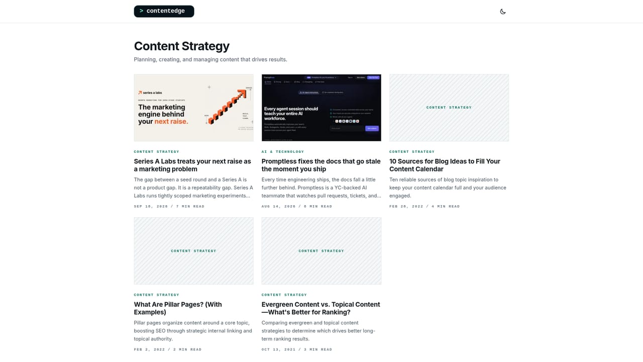 ContentEdge — Check the content strategy section
