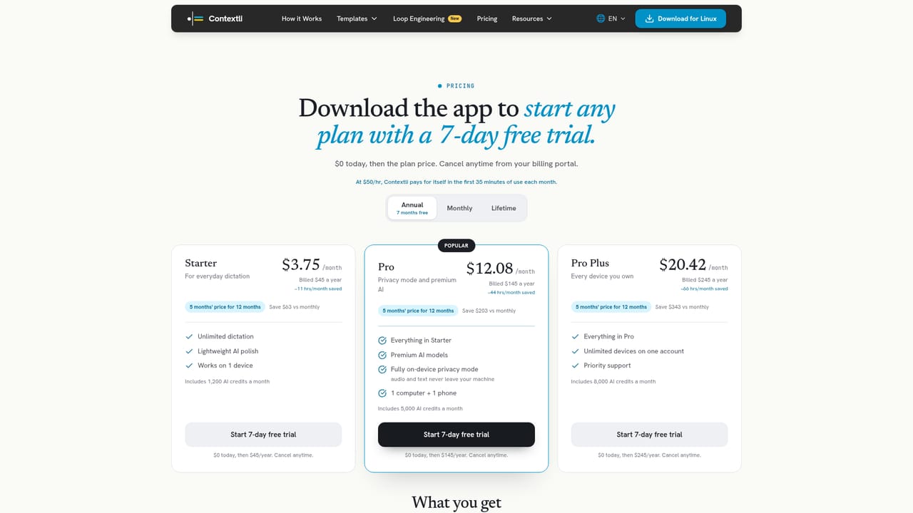 Contextli — Pick a plan