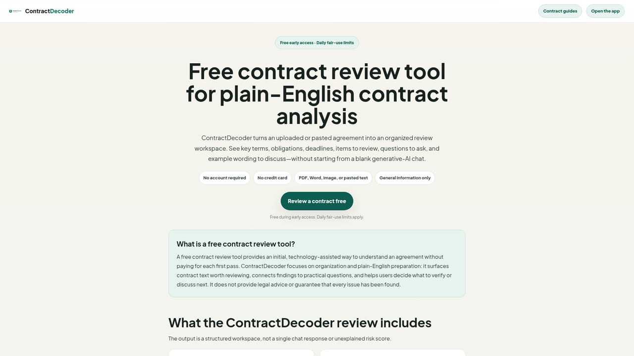 ContractDecoder — Open the free contract review page