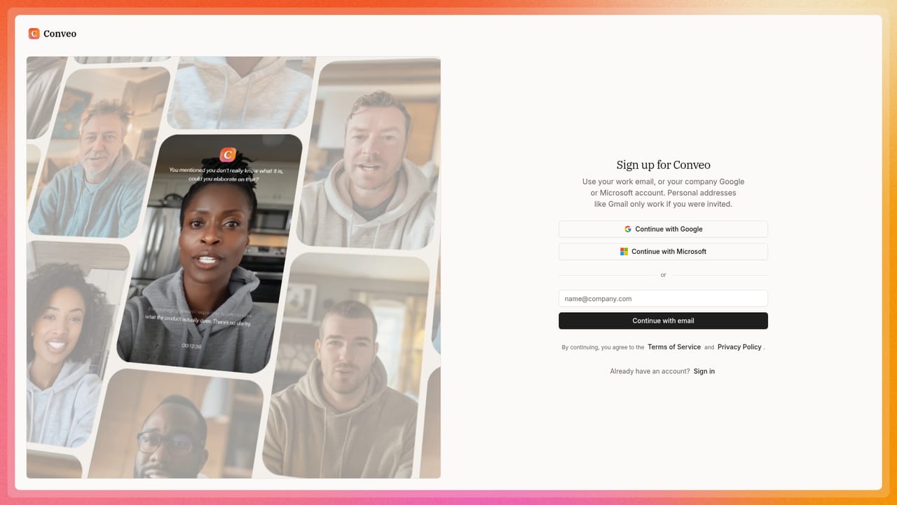 Conveo — Create an account