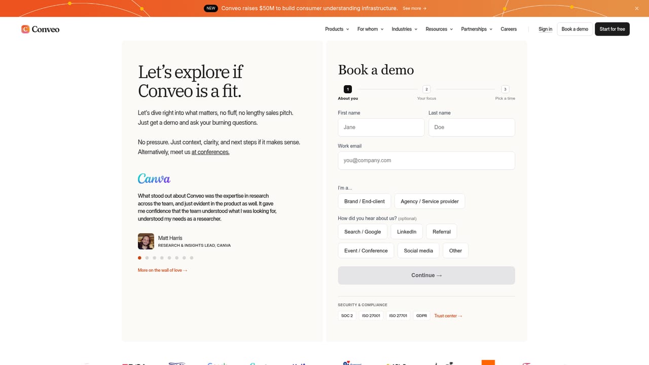 Conveo — Walk through a demo with the team