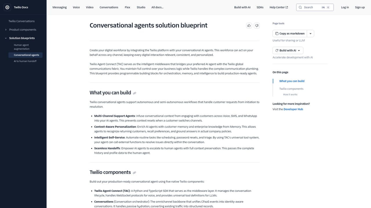 Conversational AI by Twilio — Set up a conversational AI agent blueprint