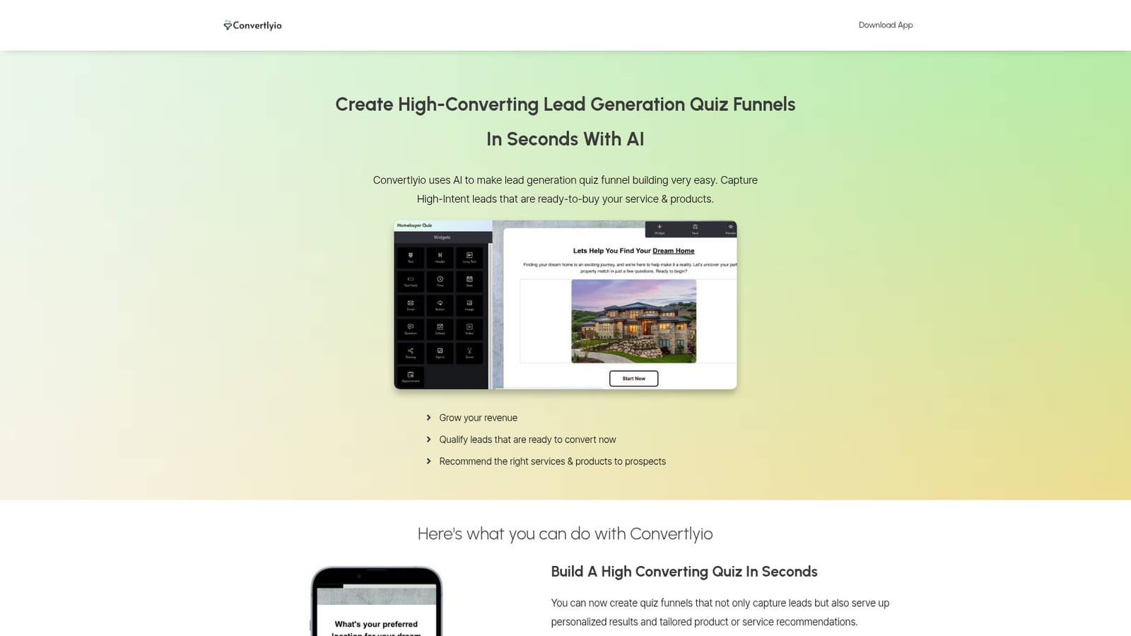 Convertlyio — Generate a quiz funnel with AI