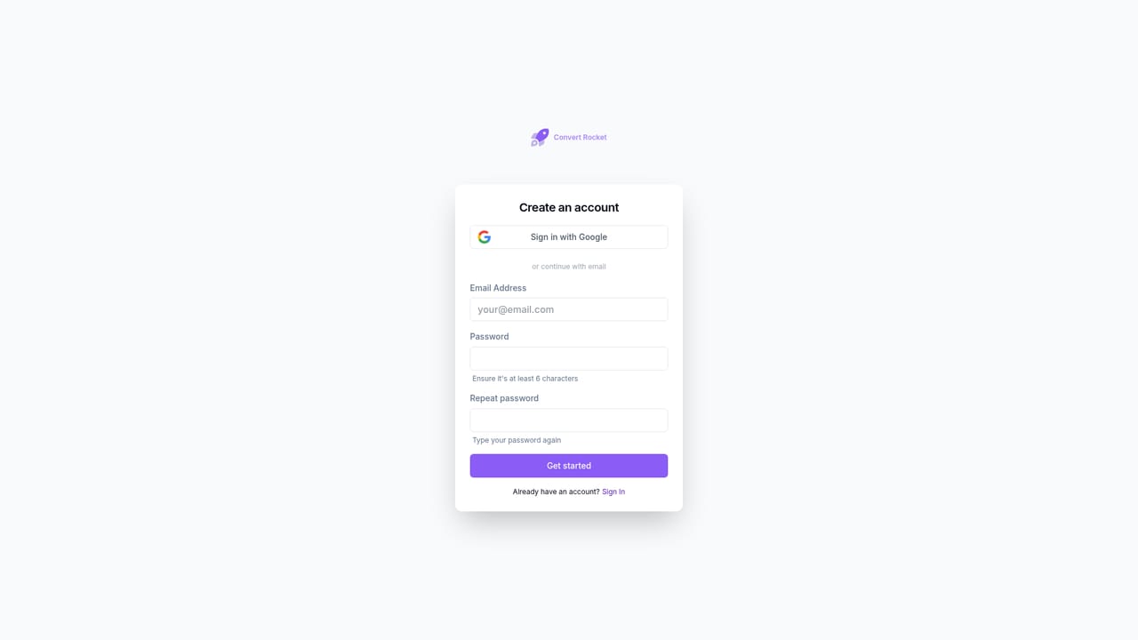 ConvertRocket — Create a free account