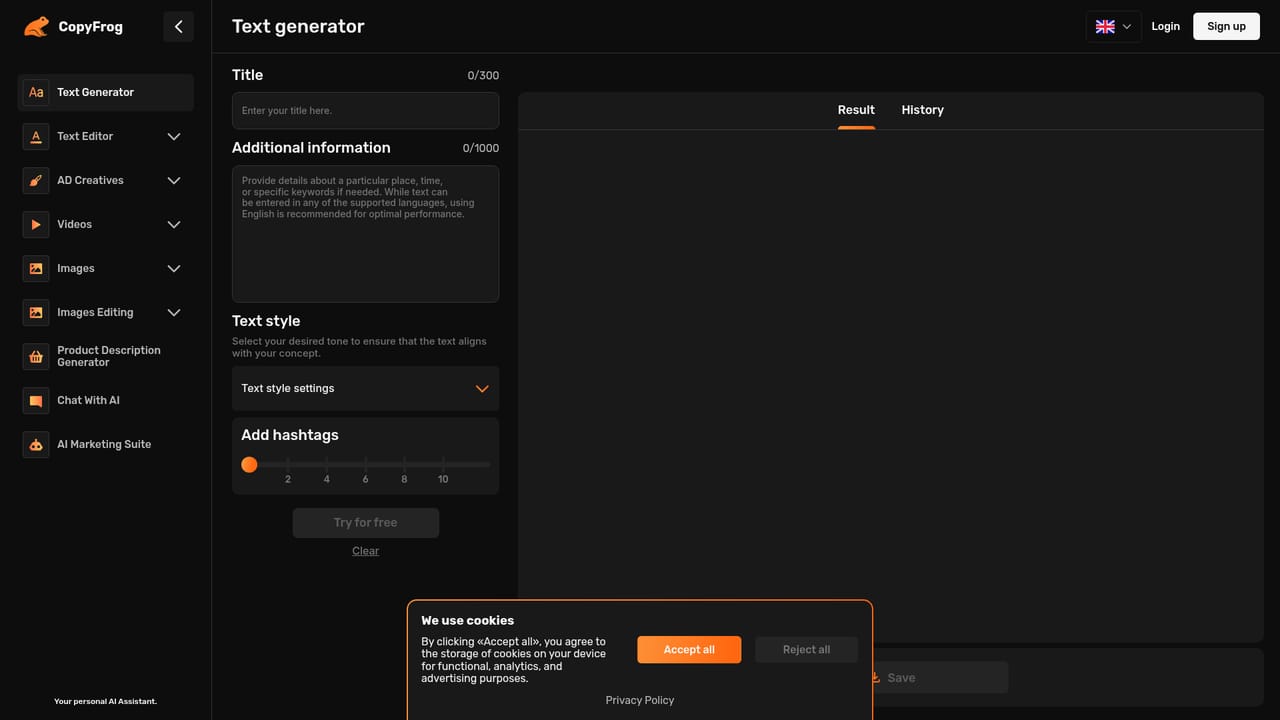 CopyFrog — Generate and adjust