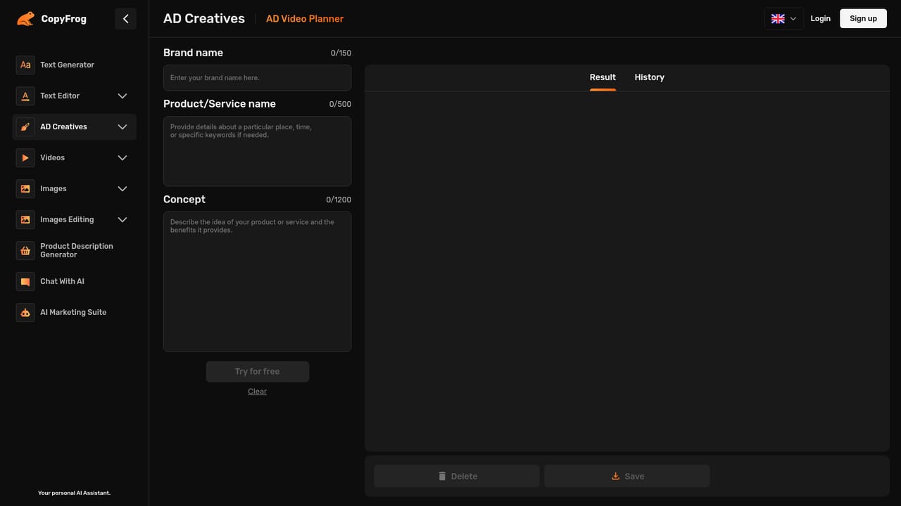 CopyFrog — Plan the video creative