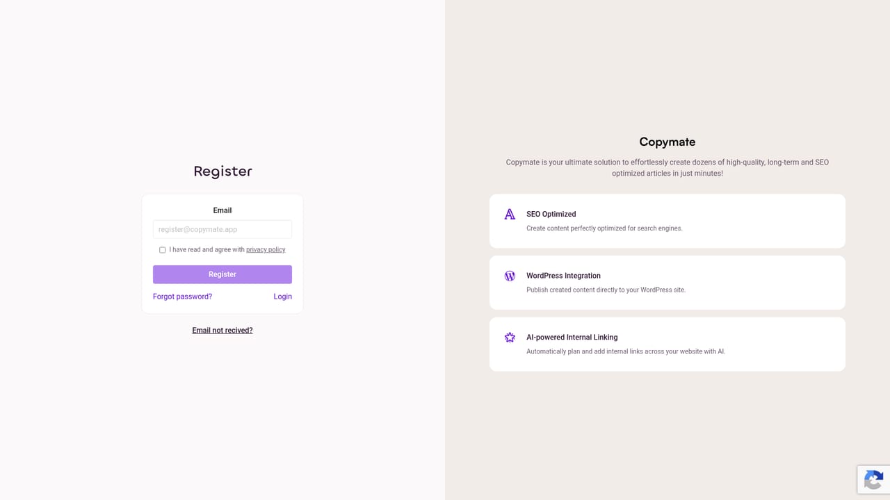 Copymate — Create your account