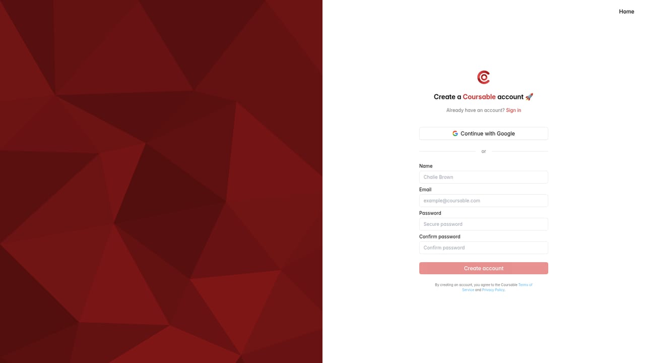 Coursable — Create your account