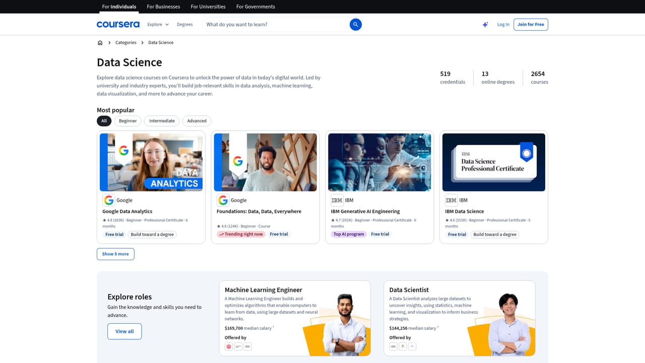 Coursera — Pick a subject area