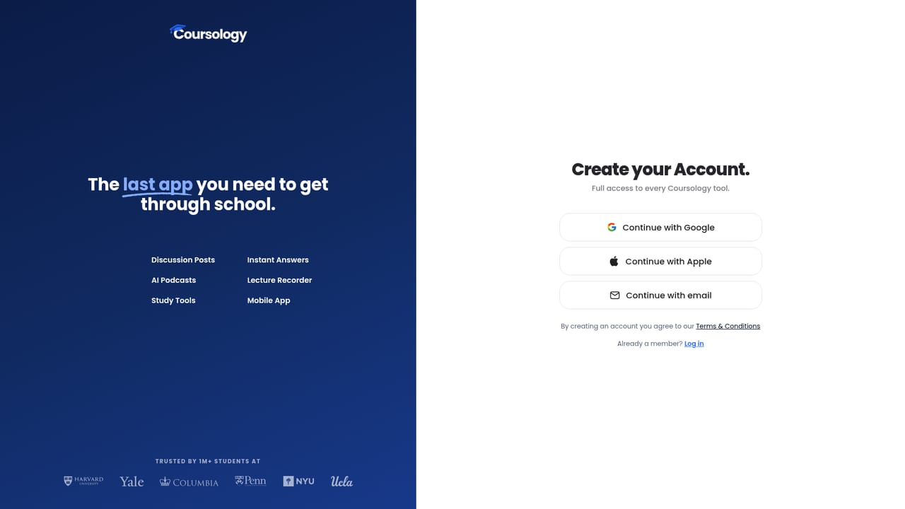 Coursology — Create an account