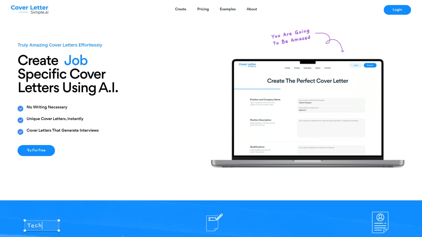 CoverLetterSimple — Create an account and open the letter builder