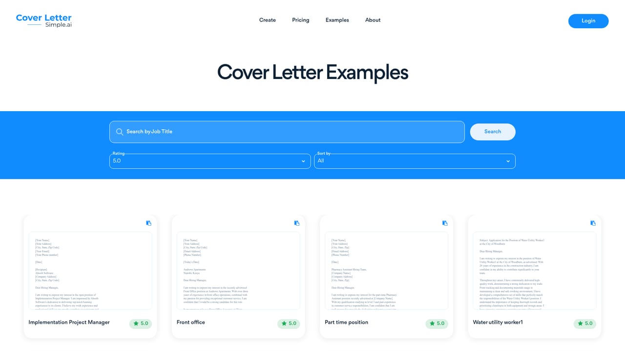 CoverLetterSimple — Read a few example letters first