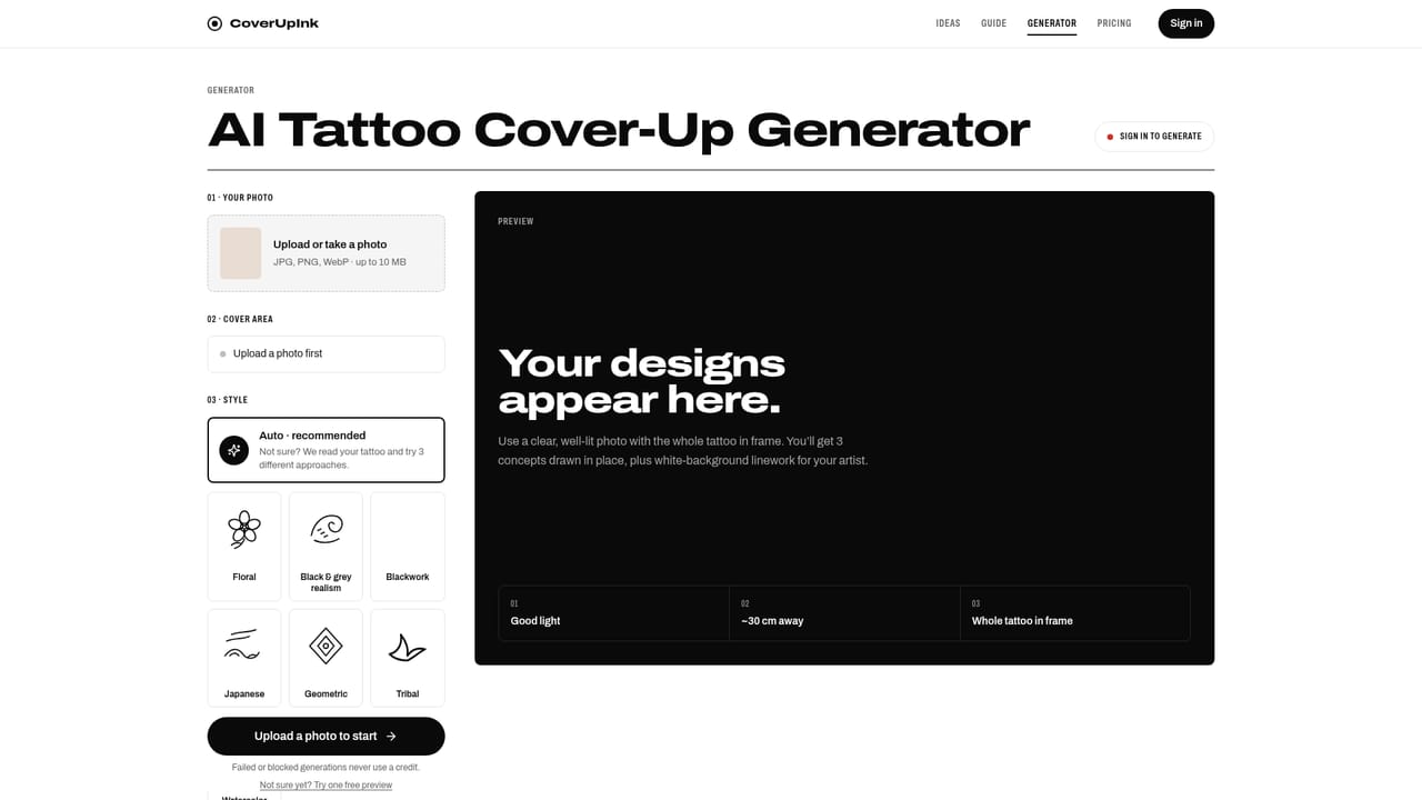 CoverUpInk — Upload a photo of your tattoo