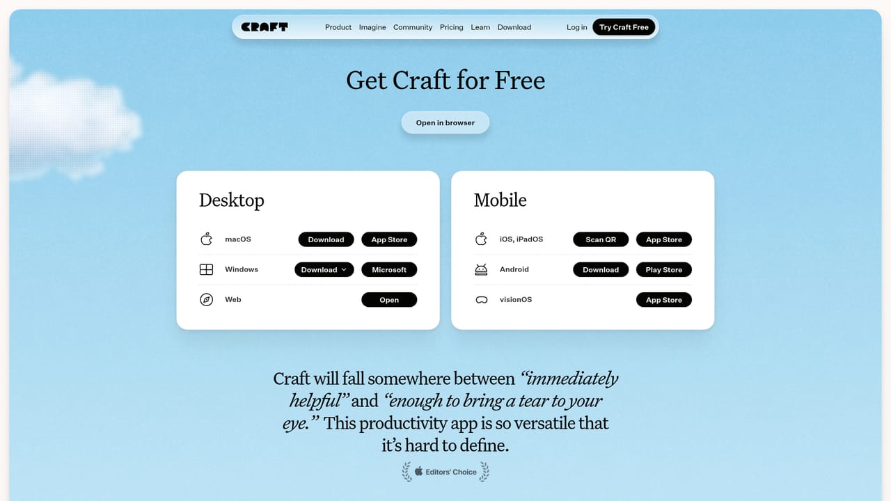 Craft — Download Craft and create your first space