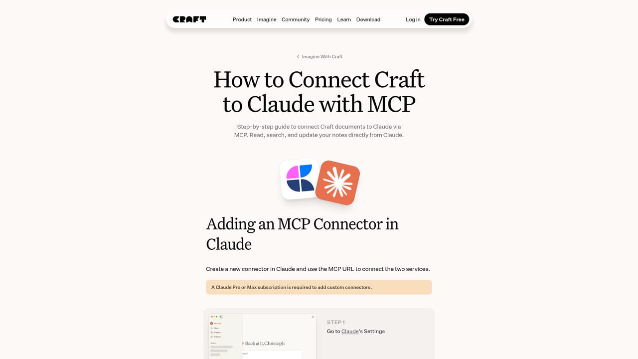 Craft — Follow the setup guide for your assistant