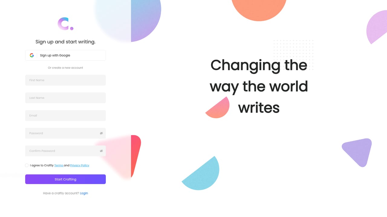 Craftly.AI — Create an account