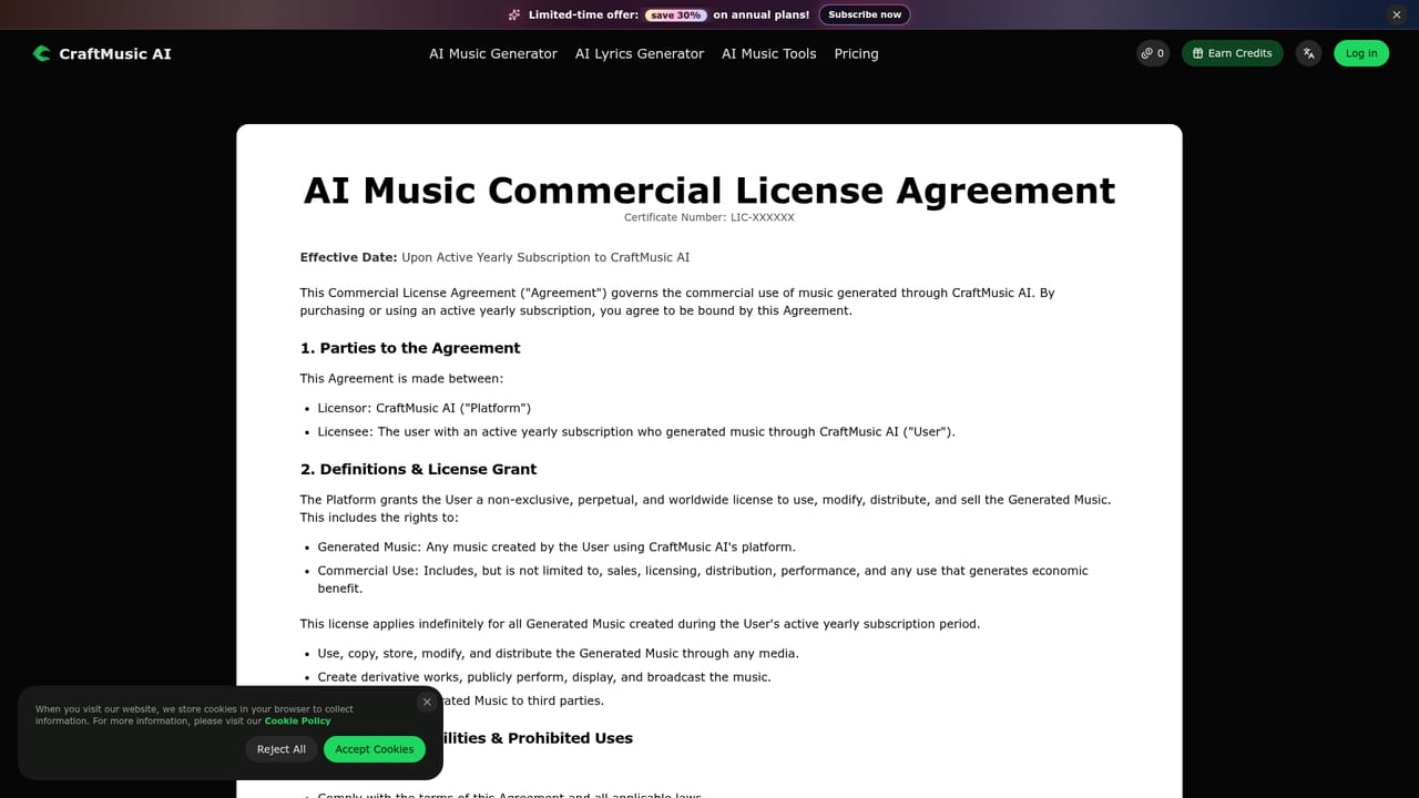 CraftMusic AI — Check your plan and licence before publishing