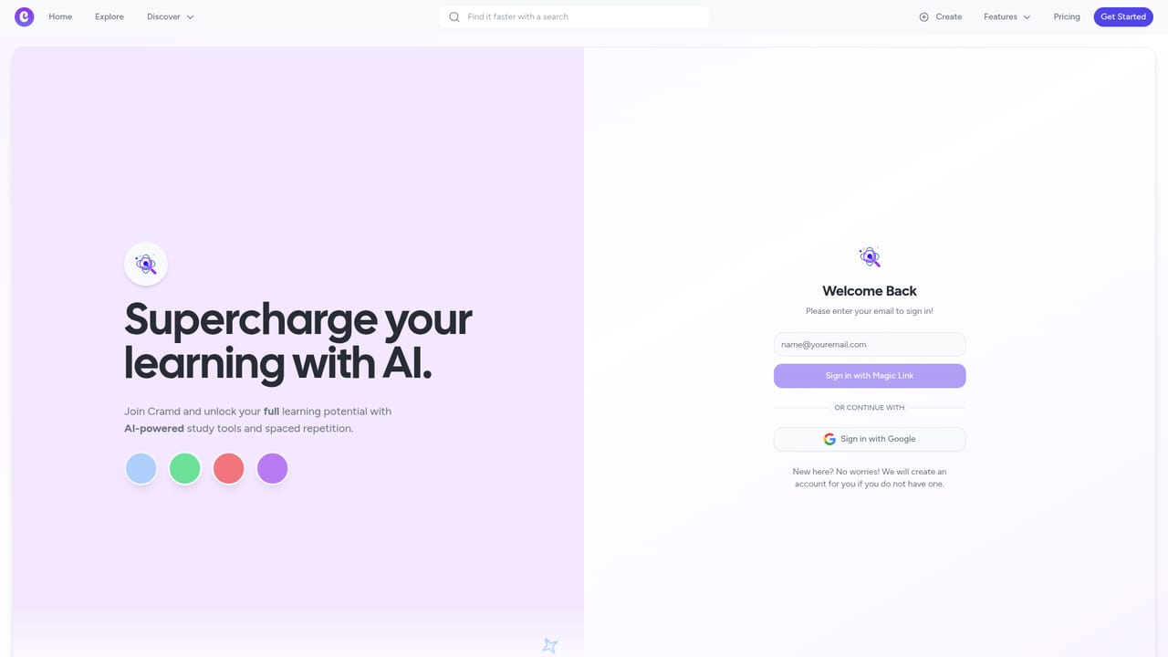 Cramd — Create an account and sign in