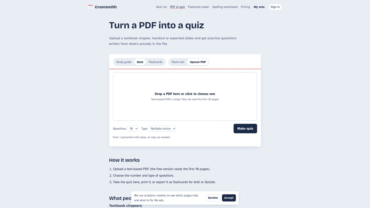 Cramsmith — Try a dedicated quiz tool