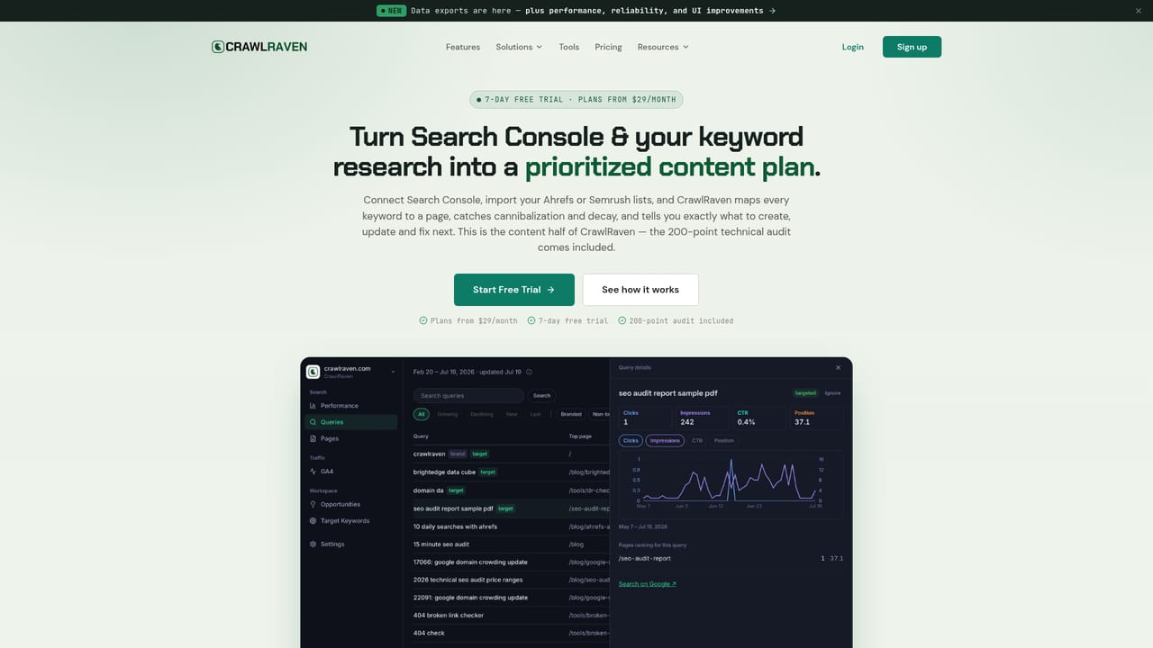 CrawlRaven — Work through content priorities