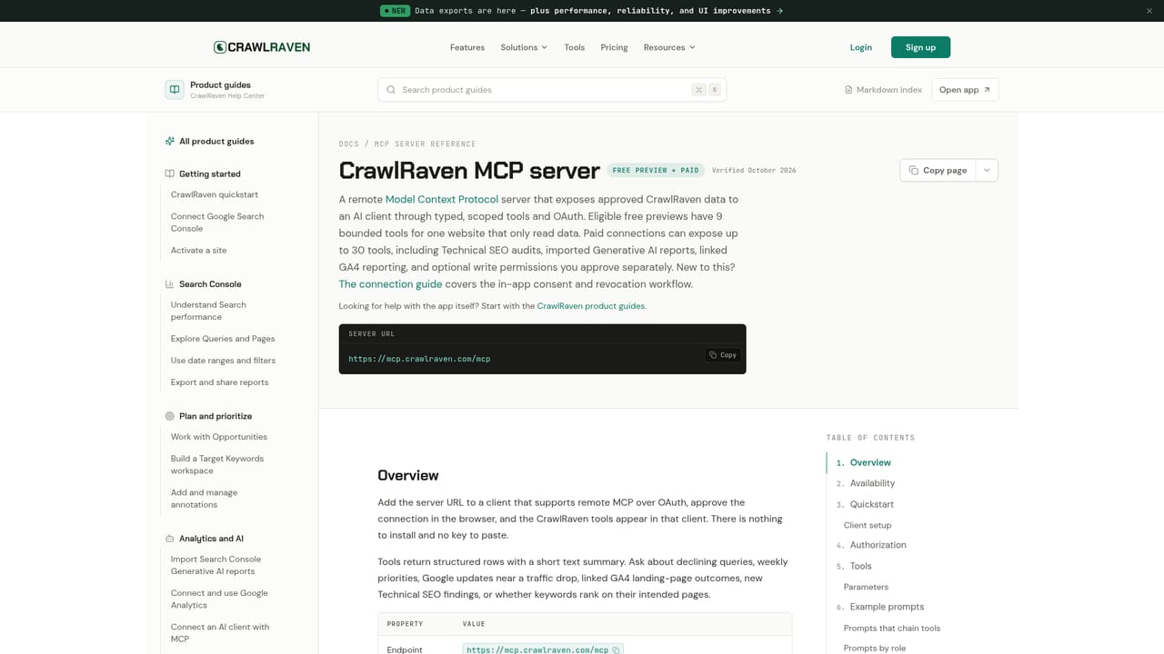 CrawlRaven — Connect an AI agent over MCP