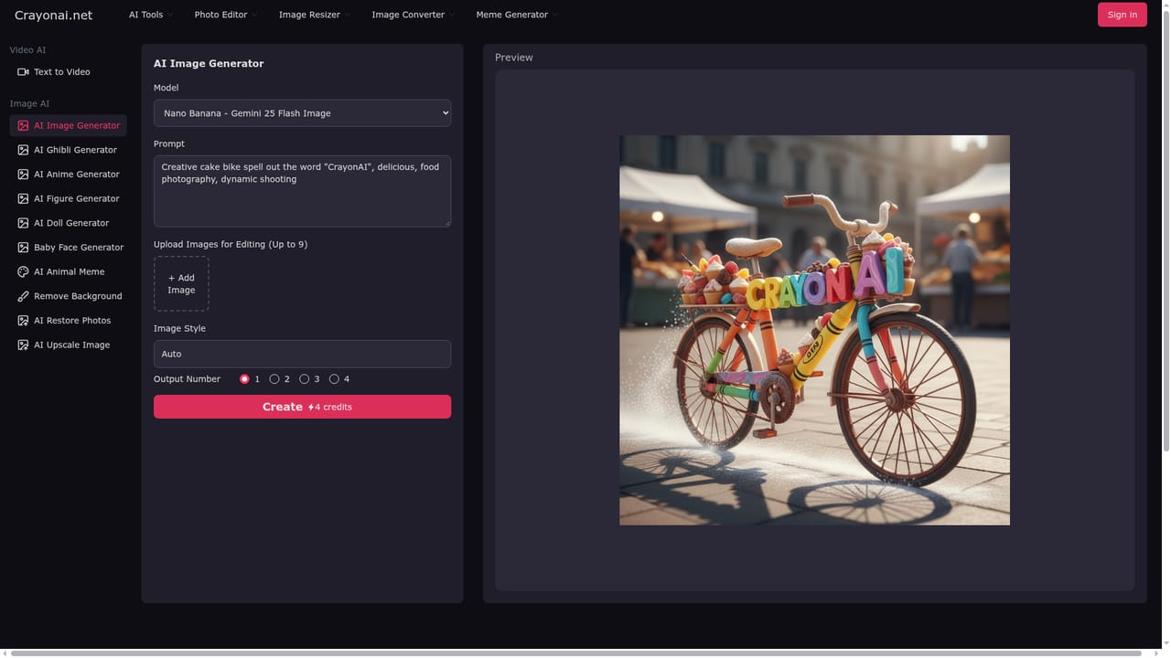 Crayon AI — Generate an image from a prompt